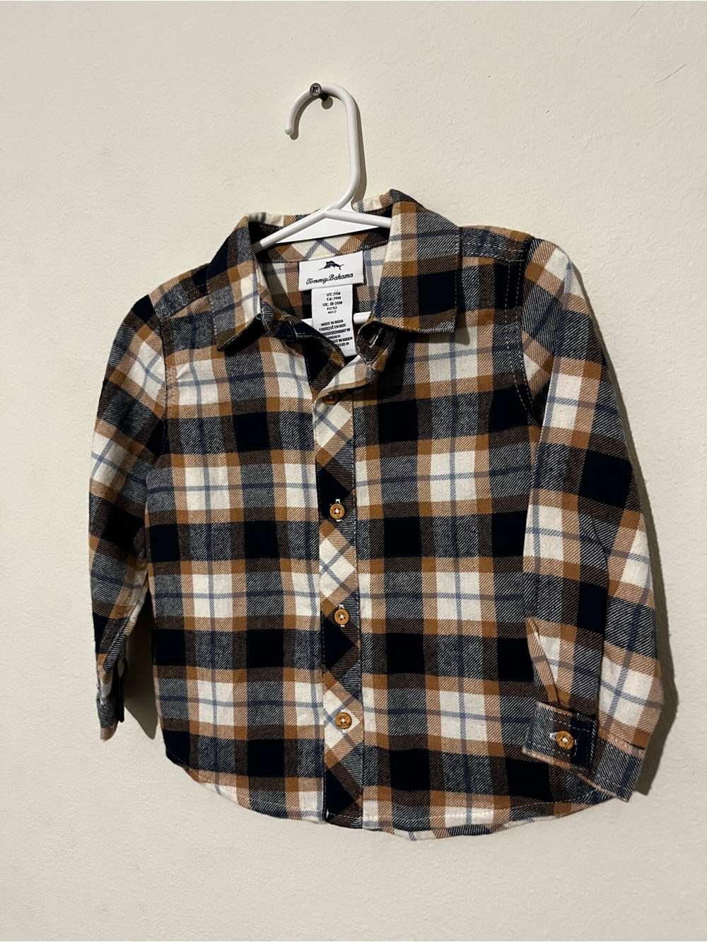 Tommy Bahama Boys Plaid Button-Down Shirt - Black/Brown/White